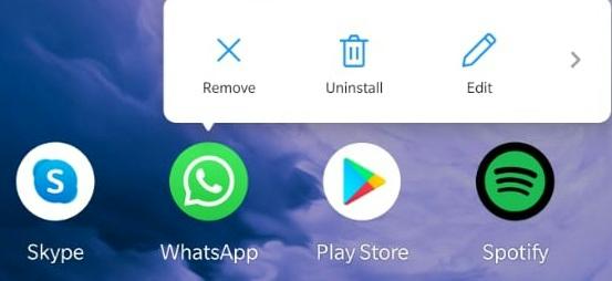 لإلغاء تثبيت whatsapp