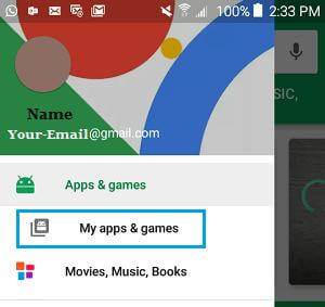 choose my apps and games option to check for whatsapp updates