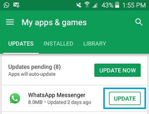 run updates to fix contact not showing on whatsapp