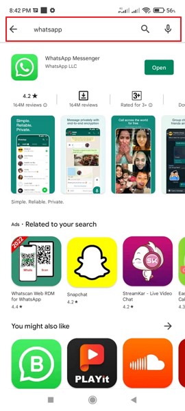 search for whatsapp