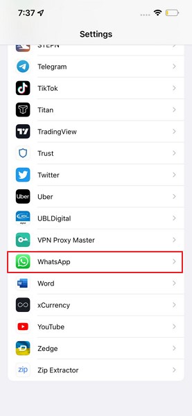 configurações de whatsapp abertas