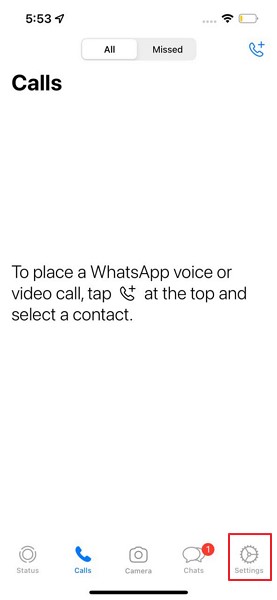 Accedere alle impostazioni di whatsapp