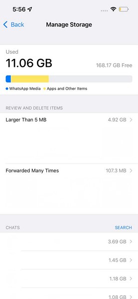 manage whatsapp storage