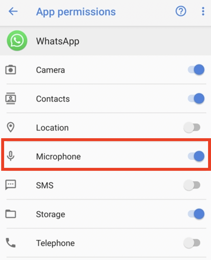 check whatsapp permissions