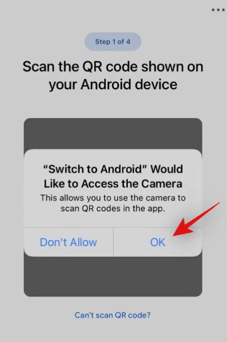 الوصول إلى الكاميرا باستخدام google switch to android
