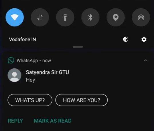  reply from the notification panel