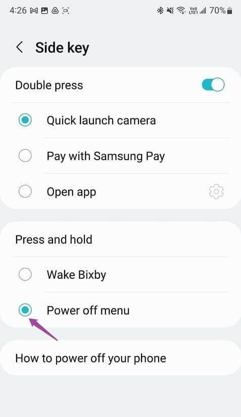 cara mematikan ponsel samsung