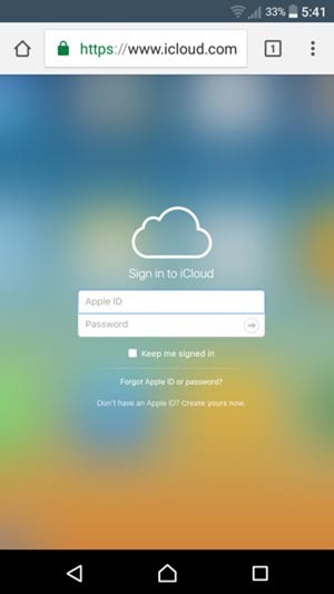 log into icloud on android