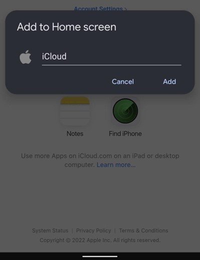 adding icloud to your home screen
