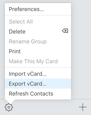 exporting contacts