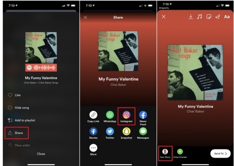 Aggiungi musica alla storia di Instagram da Spotify