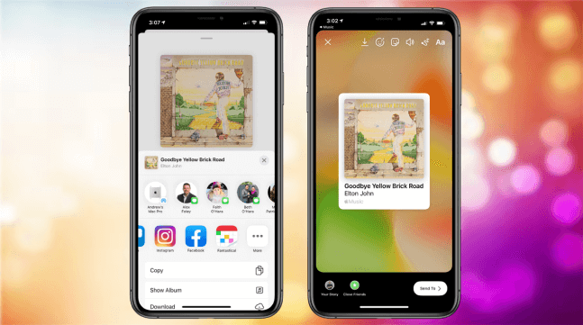 add Music to instagram story from apple music app