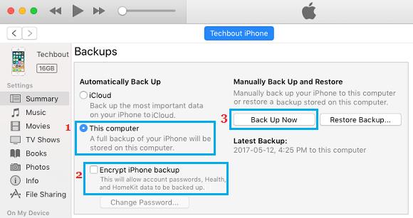 backup iphone with itunes