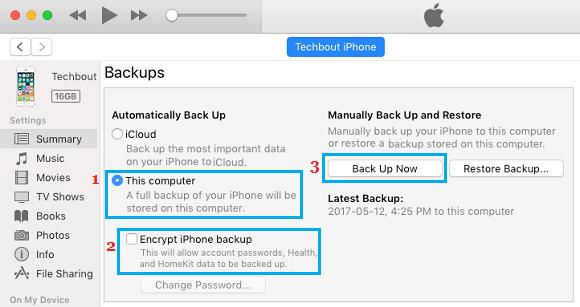 backup do iphone com itunes