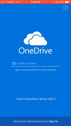 sign in to onedrive