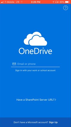 تسجيل الدخول إلى onedrive