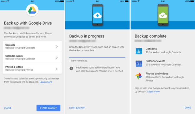 back up iPhone with google drive