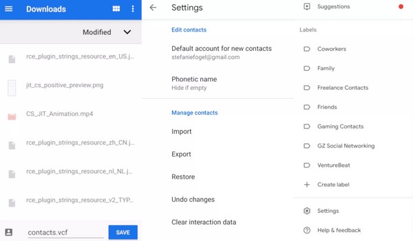 upload contacts to google