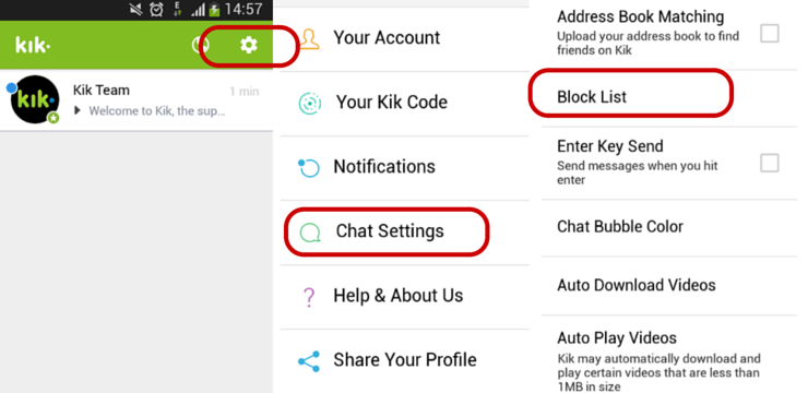 bloquear a alguien en Kik