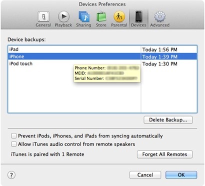 Eliminar copia de seguridad con iTunes