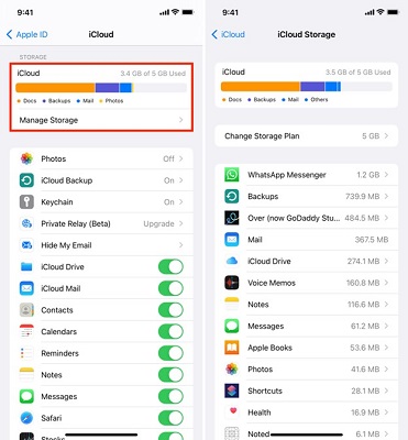 para excluir ou gerenciar os backups do icloud