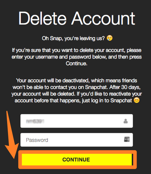 delete Snapchat account permanently