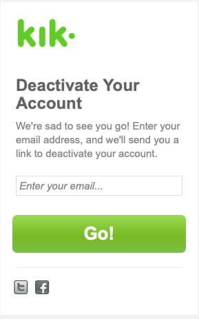 delete or deactivate your kik account