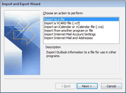 click on export to a file