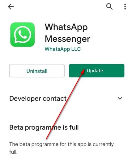 WhatsApp beta pedi para atualizar, mais não tem atualização