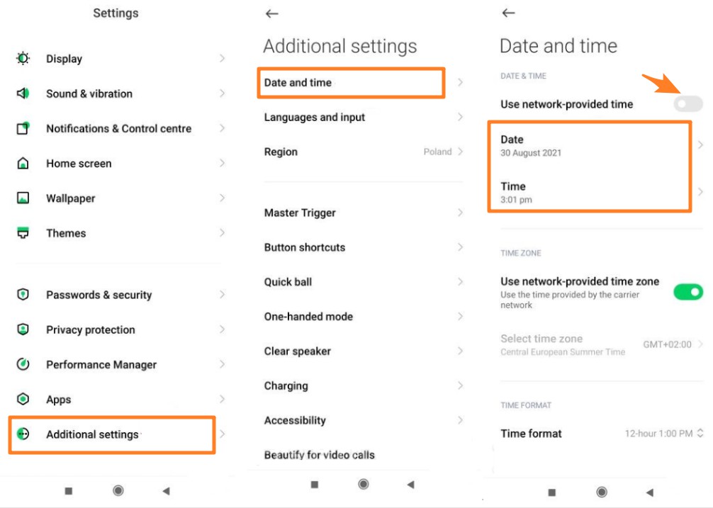 set time and date on xiaomi