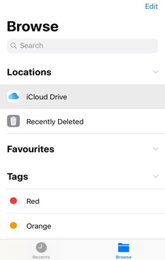 النقر فوق محرك iCloud