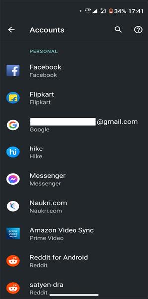 select your gmail account