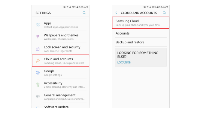  Ouvrir Samsung Cloud à partir du menu Paramètres.