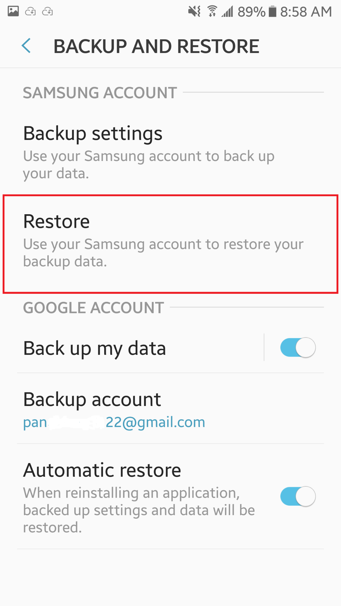 click restore