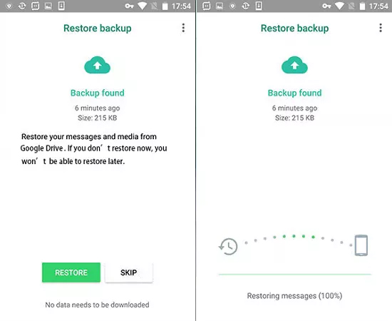 backup restore from google drive