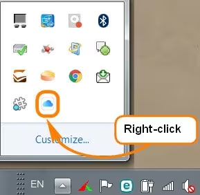 Right-click on the iCloud icon 