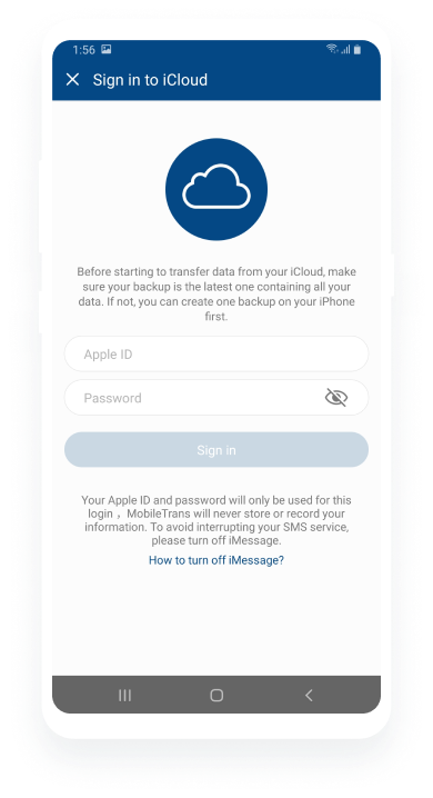  Sign in to iCloud Account