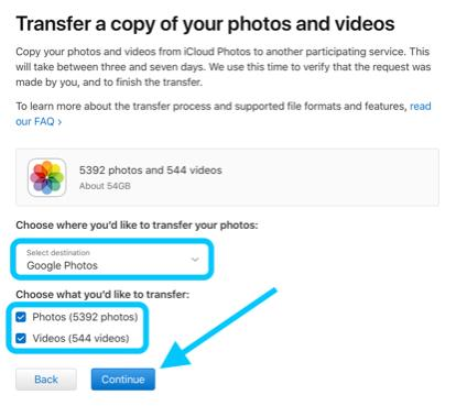 Cliquez sur Google Photos pour choisir la destination des photos 