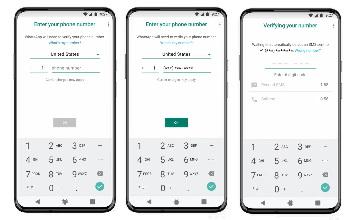 Setting up WhatsApp using the same phone number