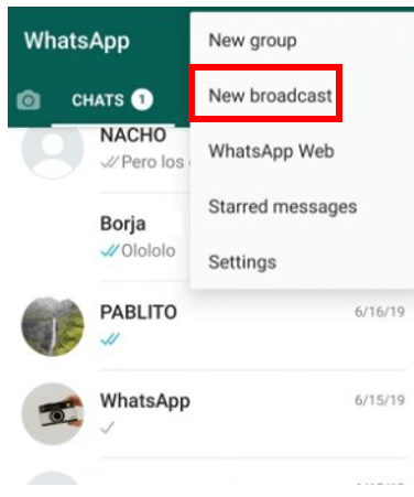 transmissão do WhatsApp