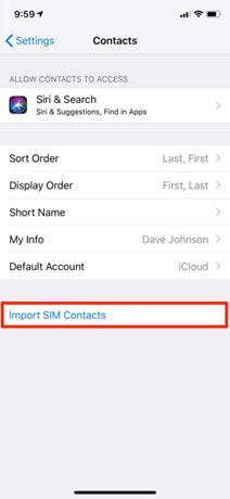 importation de contacts sim