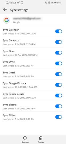 turn on sync contacts