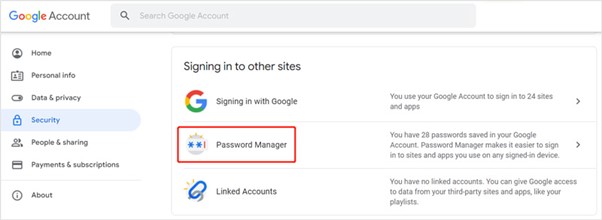 cliccare su gestione password