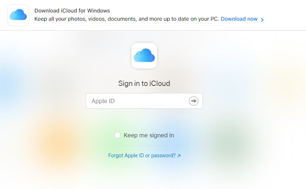 قم بتسجيل الدخول إلى icloud