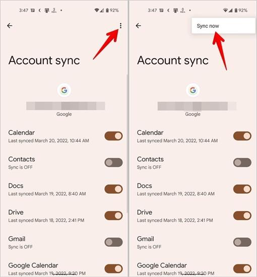 choose sync now