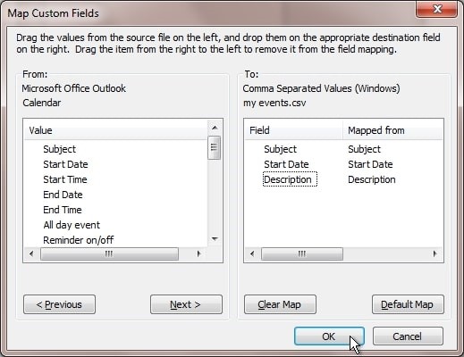 choose the map custom fields