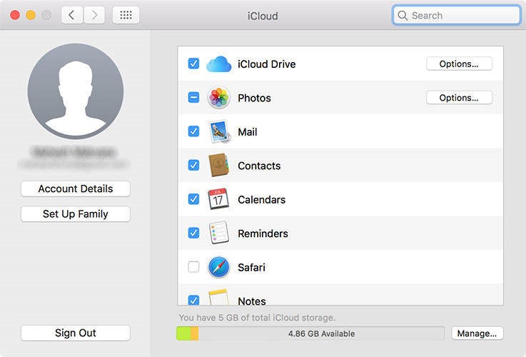 toggle on icloud contacts