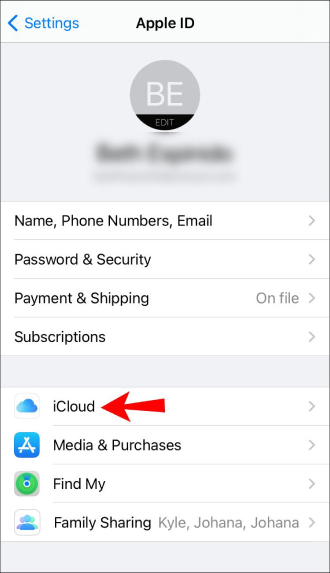 tap on profile and select icloud