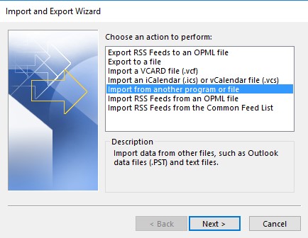 click on import a vcard file