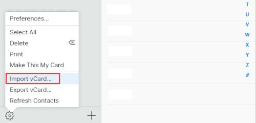 import vcard on icloud